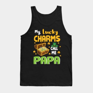 Gold Shamrocks Saint Patrick My Lucky Charms Call Me Papa Tank Top